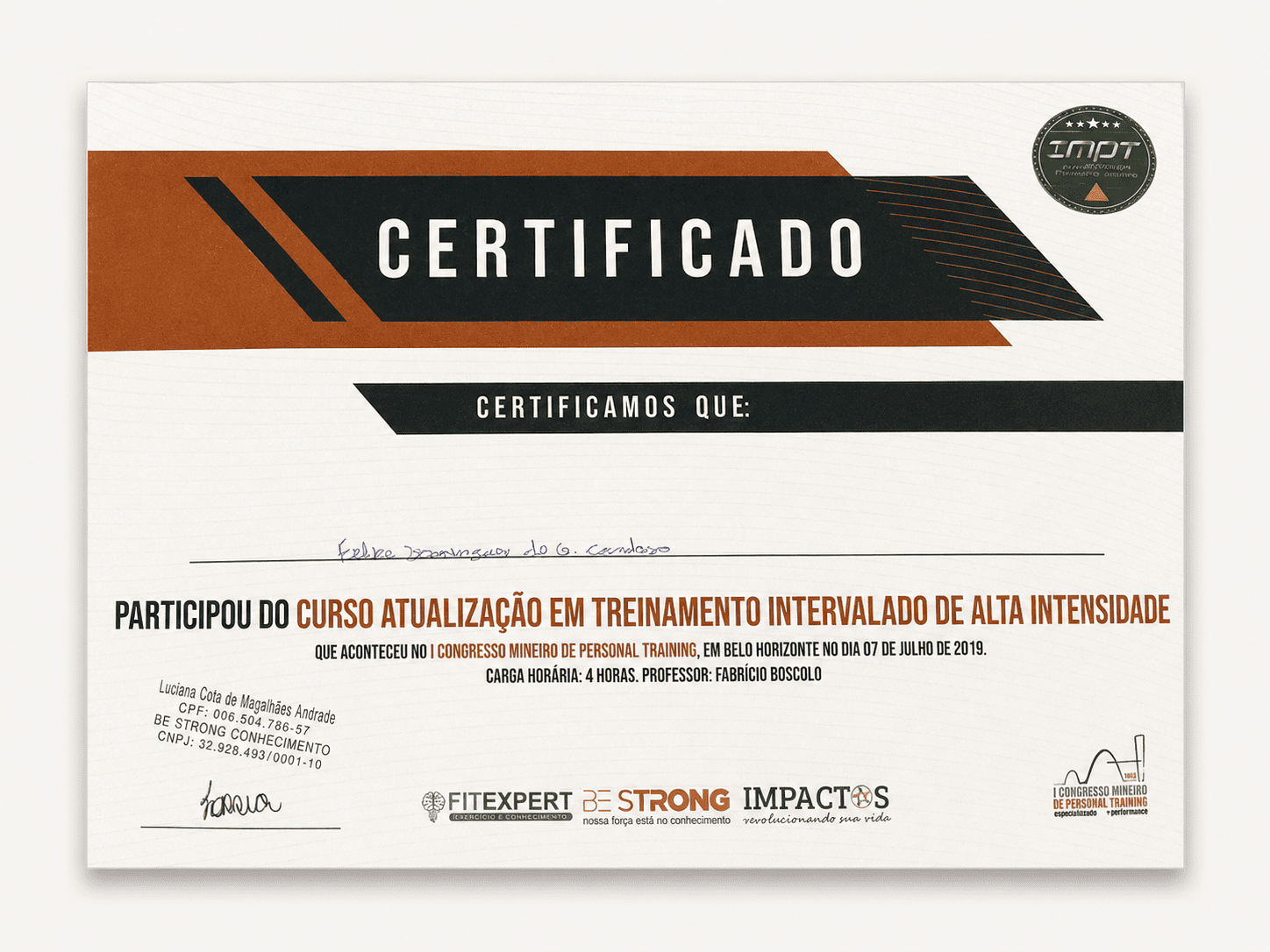 Certificado: HIIT — Treinamento Intervalado